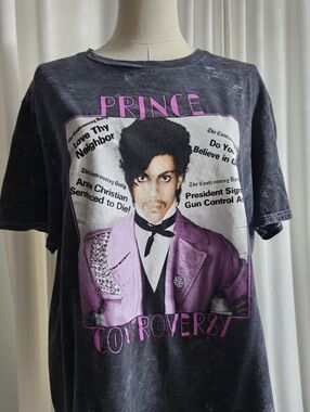Prince Black Graphic Tee with Purple Print